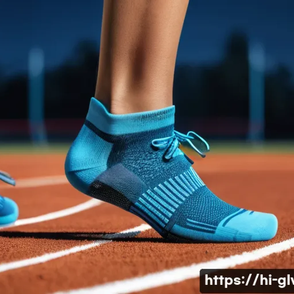 청소년 스포츠 양말 선택법 - A close-up image of breathable sports socks made from cotton and mixed fibers, designed for running ...