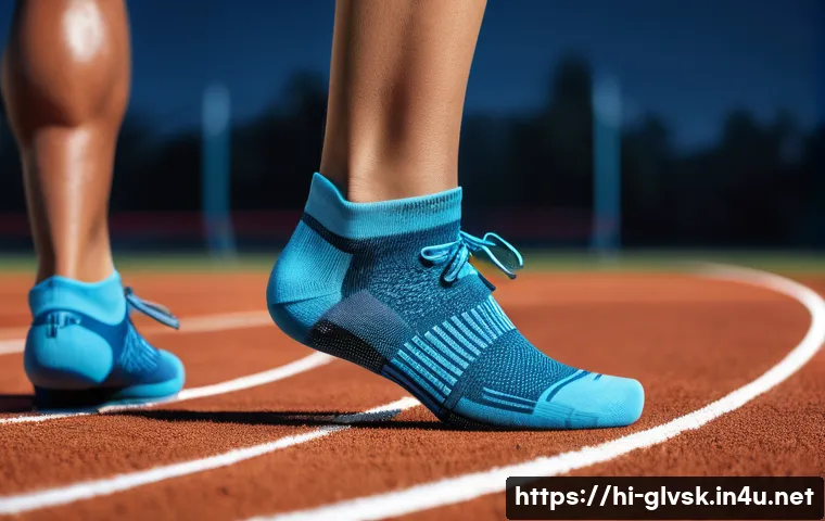 청소년 스포츠 양말 선택법 - A close-up image of breathable sports socks made from cotton and mixed fibers, designed for running ...